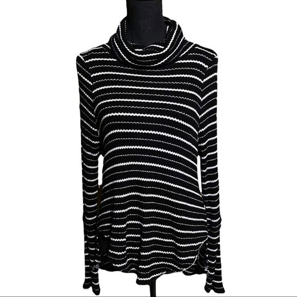 Free People Sweaters - We the Free Kristina Turtleneck Black White Stripe Sweater Top Women's Small